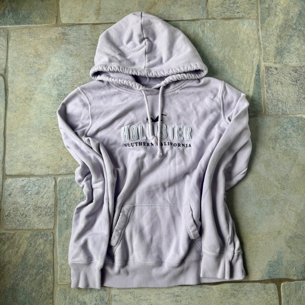 Hollister‎ Y2K Lilac Pastel Hoodie – Embroidered Logo, Oversized XL Fit